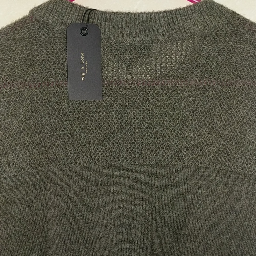 Rag & Bone Army Yoke Cashmere Crew Sweater Green - Picture 8 of 8